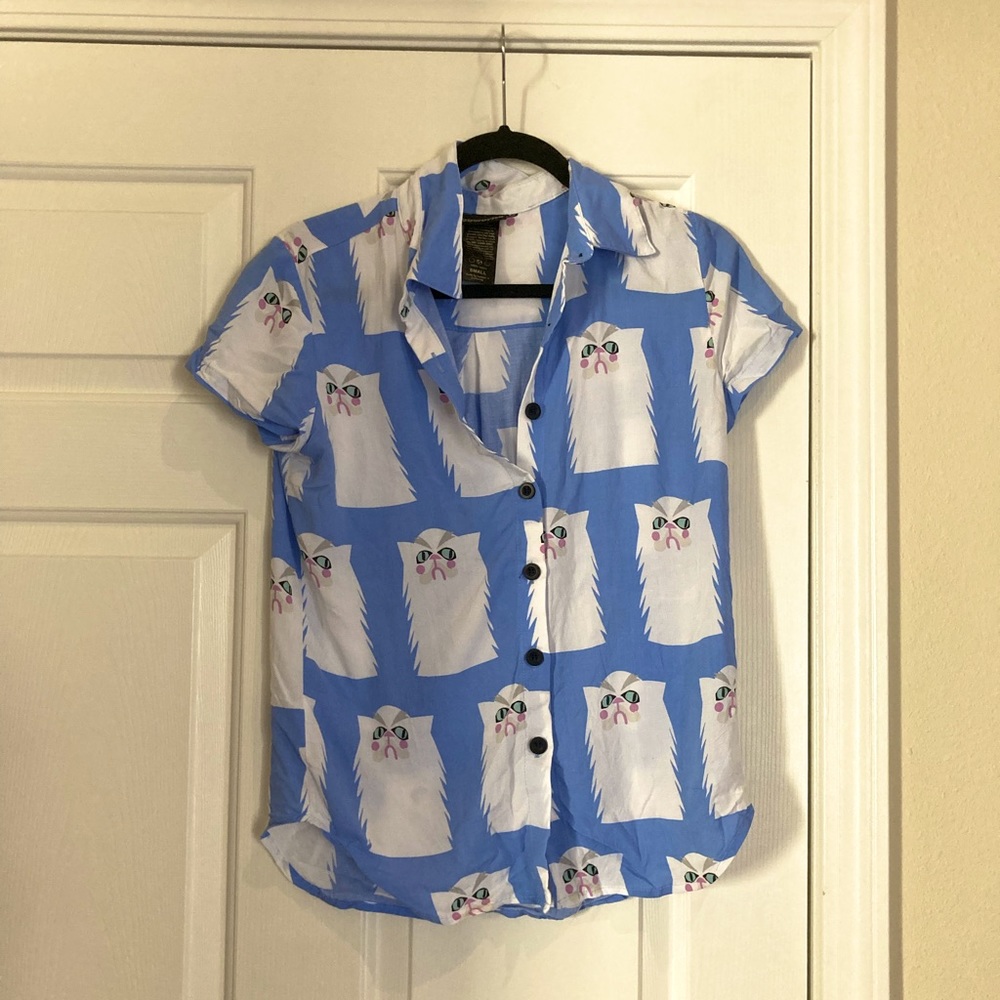 Nooworks Grumpy Cat Joyce Button-down Size S